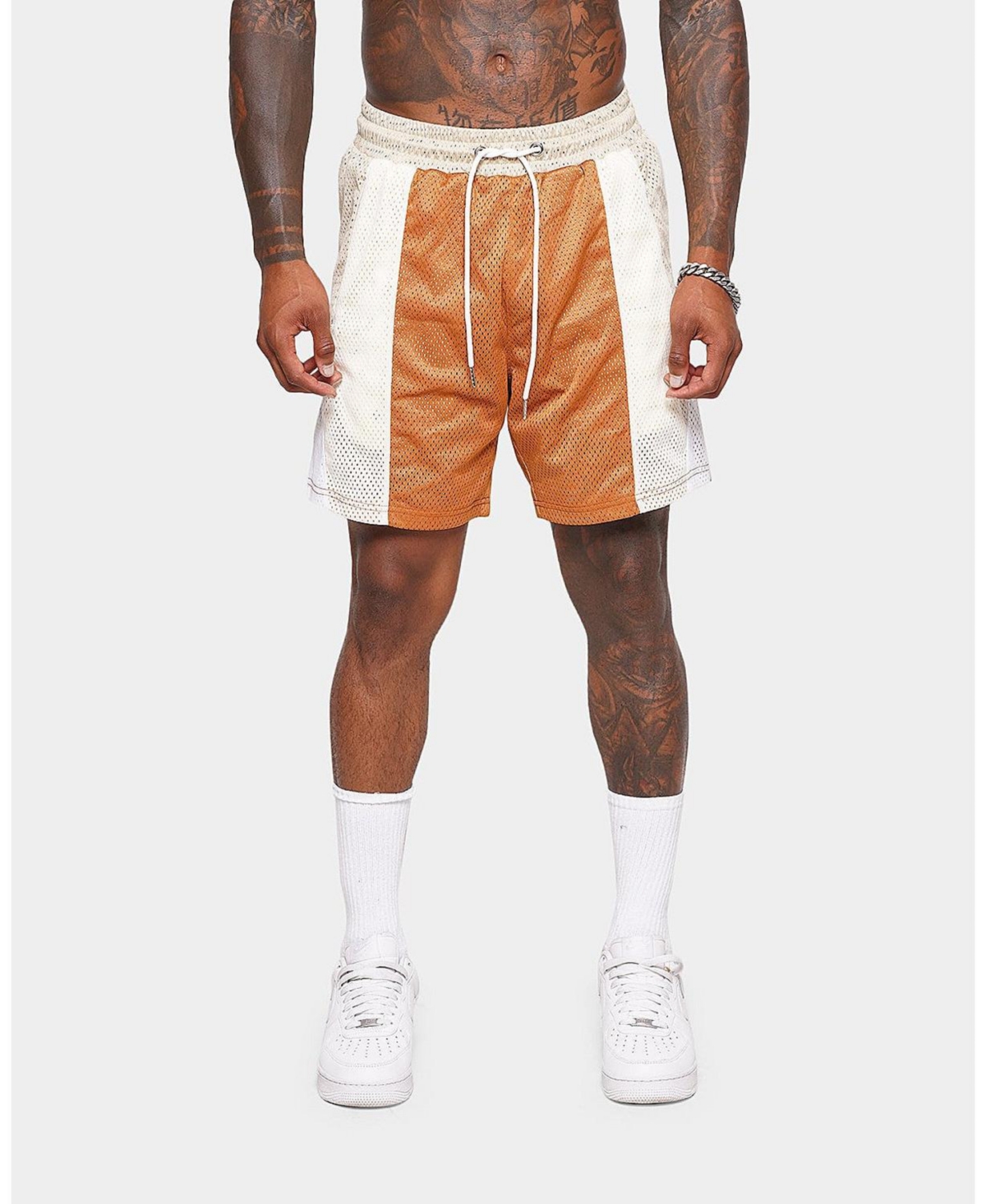 Mens Thomas Color Block Shorts - Brown/beige