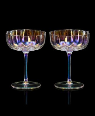 Flower Vintage Glass Coupes, Set of 2
