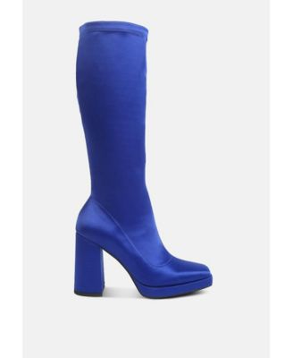 Womens PRESTO Pink Stretchable Satin Long Boot