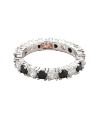 Suzy Levian Sterling Silver Cubic Zirconia Alternating Stone Eternity Band