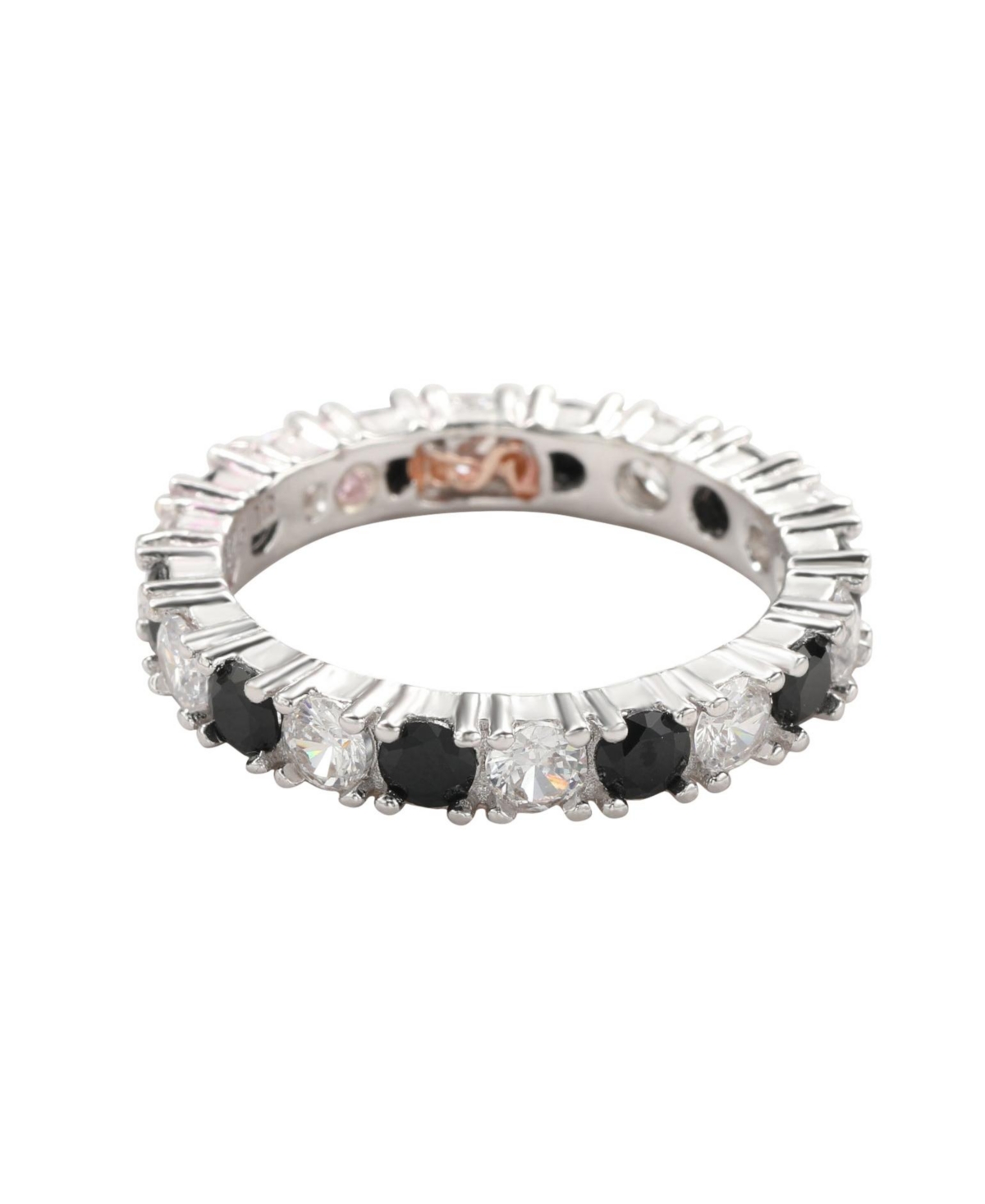 Suzy Levian New York Suzy Levian Sterling Silver Cubic Zirconia Alternating Stone Eternity Band Ring