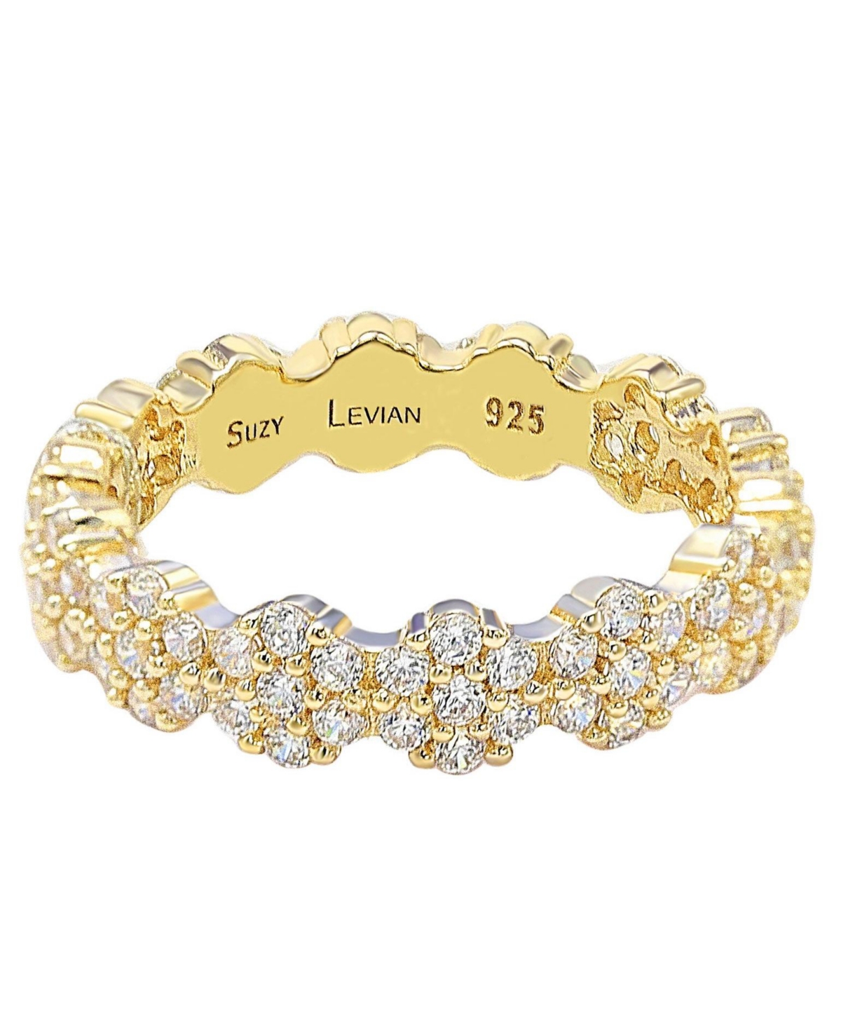 Suzy Levian New York Suzy Levian Sterling Silver Cubic Zirconia Floral Eternity Band Ring