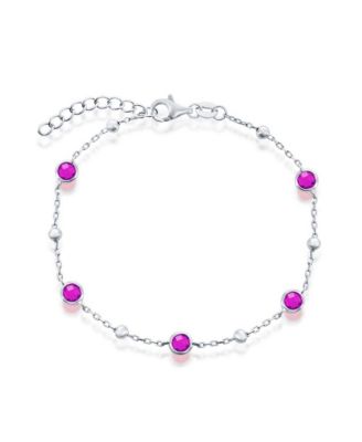Sterling Bezel-Set and CZ Bead Bracelet (, , Or )