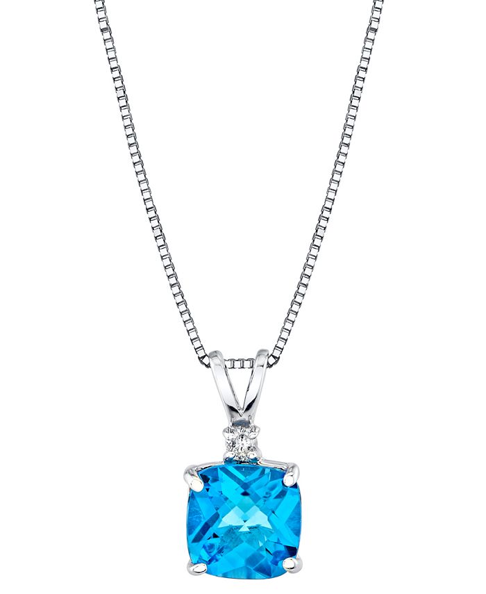Macy s Blue Topaz 1 3 4 ct. t.w. Diamond Accent Cushion Drop