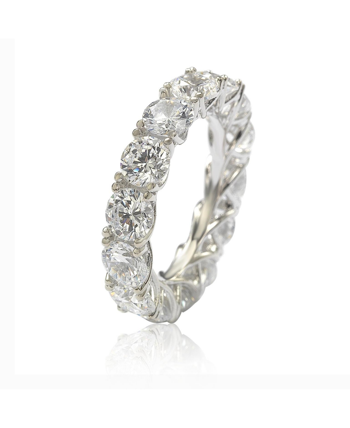 Suzy Levian New York Suzy Levian SterlingCubic Zirconia Crossing Setting Eternity Band Ring - Silver
