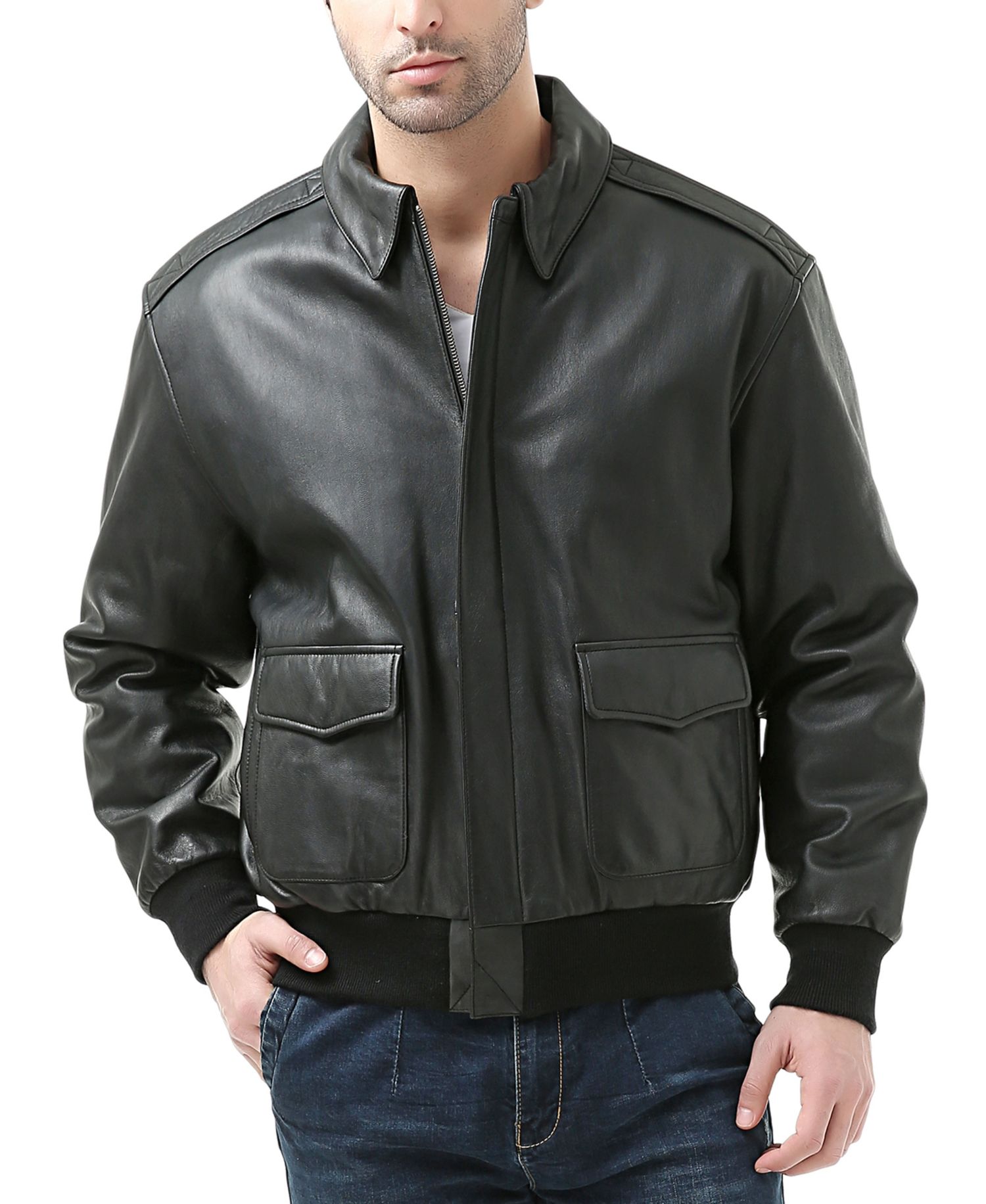 Men's A-2 Leather Flight Bomber Jacket