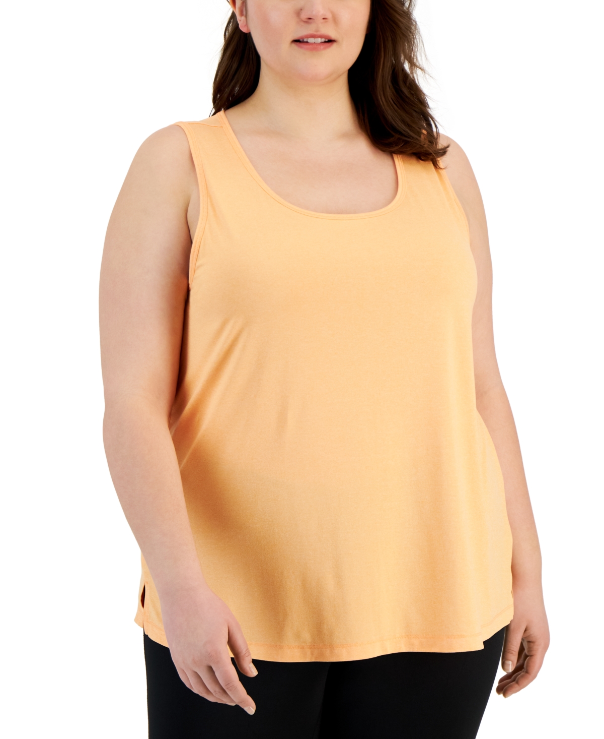 Plus Size Solid Essentials Crewneck Tank Top, Created for Macy's - Melon Sorbet