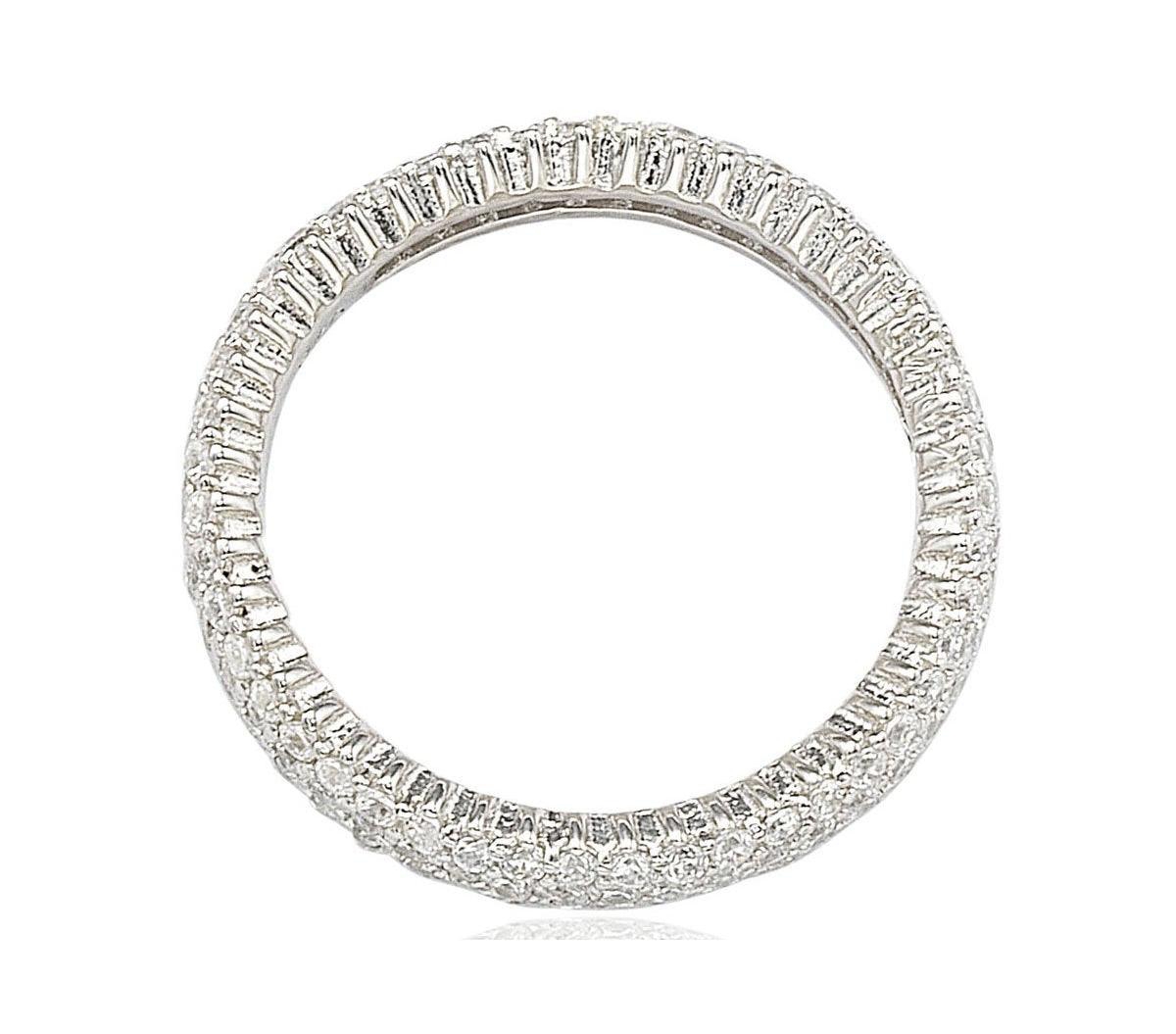Suzy Levian New York Suzy Levian SterlingMicro-Pave White Cubic Zirconia Eternity Band Ring - Silver