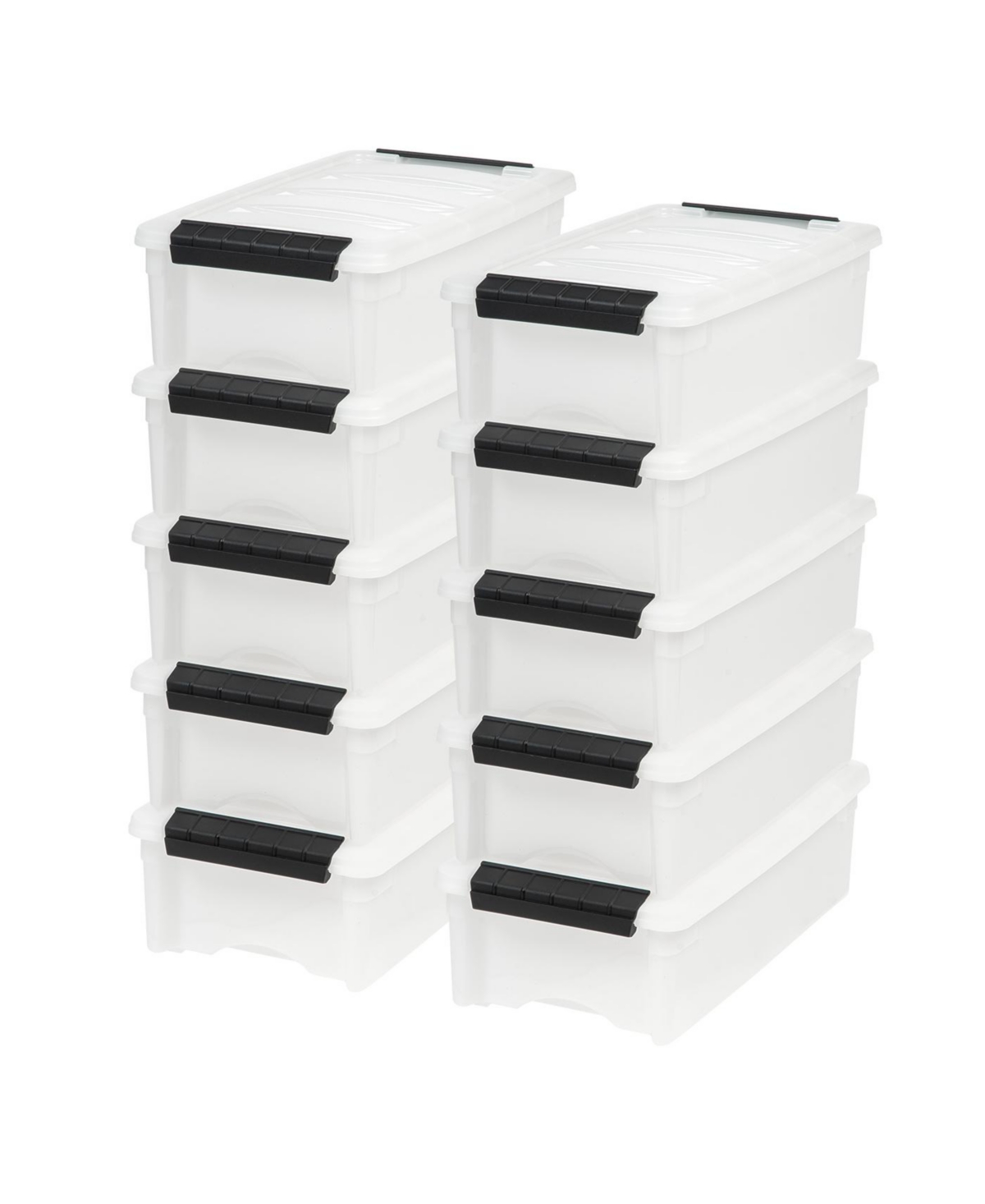 10 Pack 5qt Plastic Storage Bin with Lid and Secure Latching Buckles, Pearl