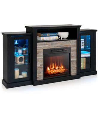 Fireplace TV Stand with Led Lights & Electric Fireplace For 65" Wall-Mounted TV