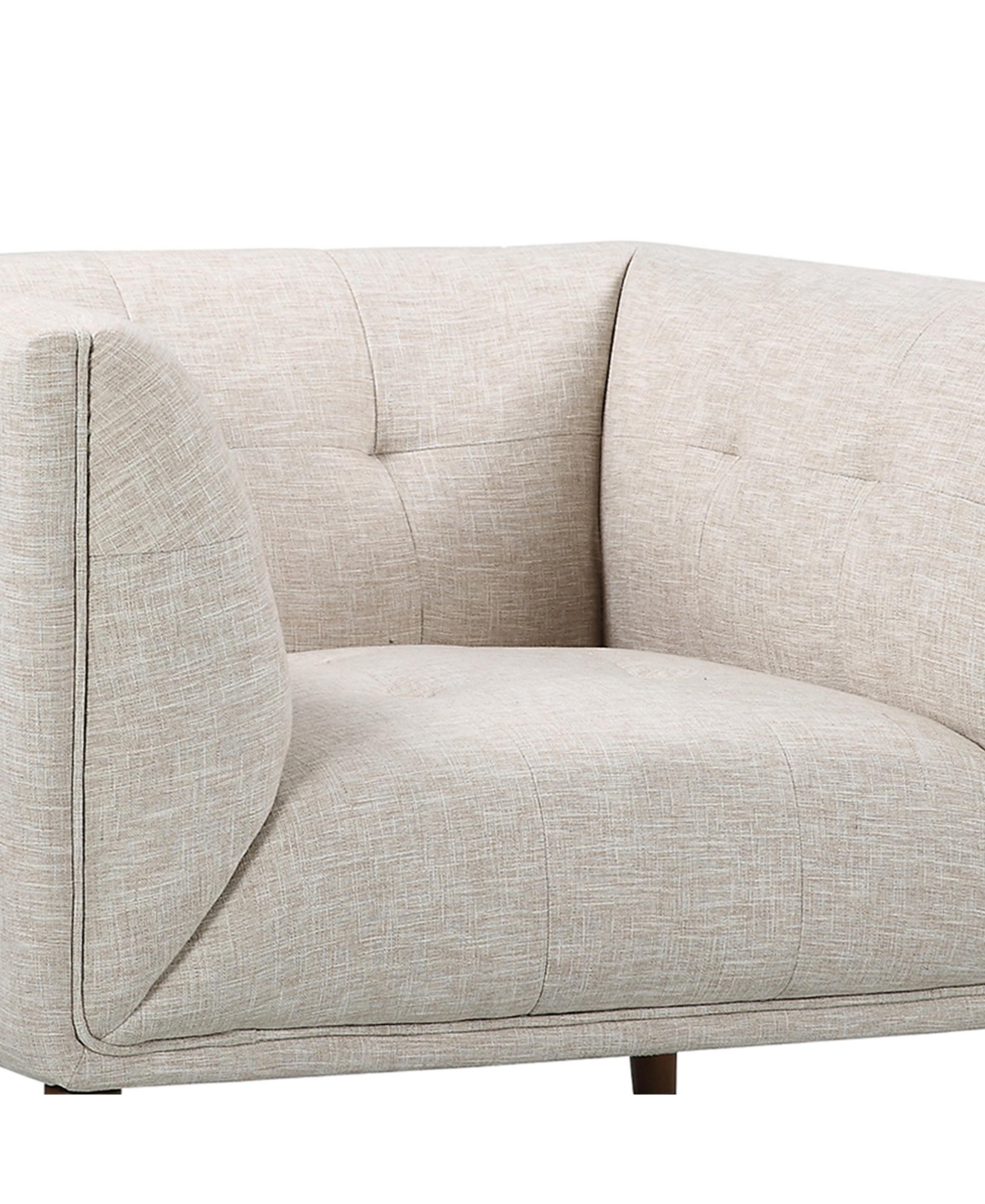 Armen Living Hudson 39" Linen And Walnut Legs In Mid-century Button-tufted Chair In Beige