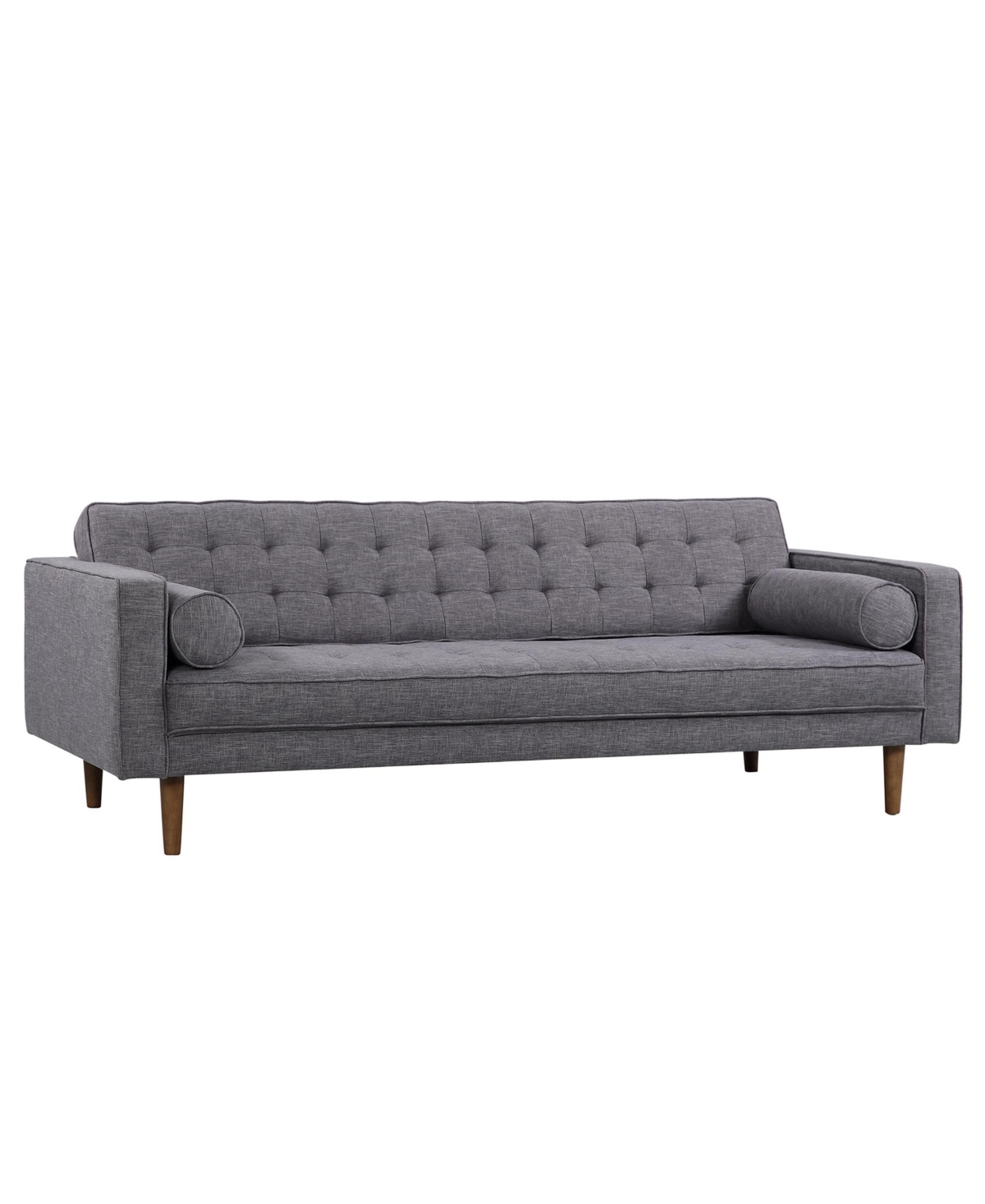 Armen Living Element 85" Linen And Walnut Legs In Mid-century Modern Sofa In Dark Gray