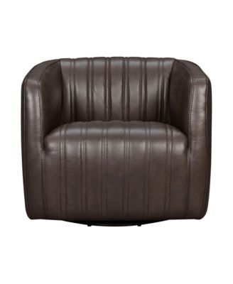 Aries 31" Genuine Leather Swivel Barrel Chair