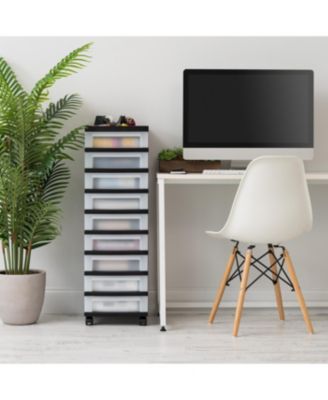 9-Drawer Storage Cart with Organizer Top, Black