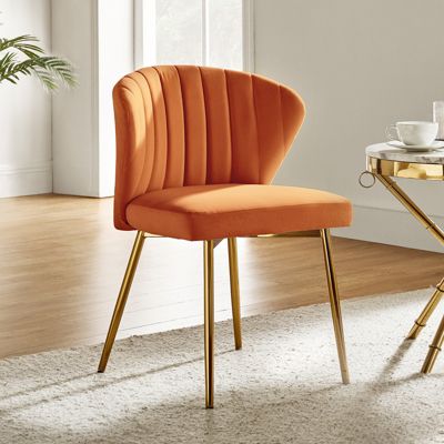 Aruna Velvet Side Chair with Metal Legs