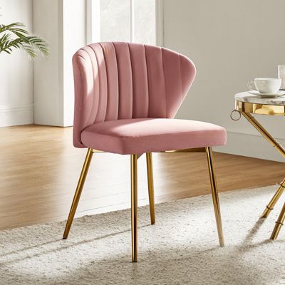 Aruna Velvet Side Chair with Metal Legs