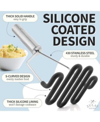 Non-Scratch Potato Masher Kitchen Tool - Durable Stainless Steel Mashed Potatoes Masher