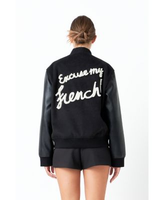 Women's Pearl Trim Bomber Jacket