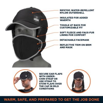 Men's Trapper Hat with Detachable Mask - Water-Resistant, Insulated Winter Hat with Ear Flaps