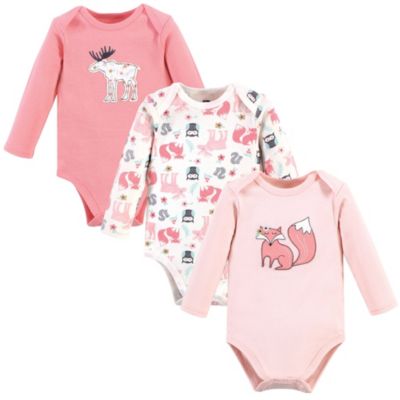 Girls Essential All-Cotton Long-Sleeve Bodysuit Triple Pack