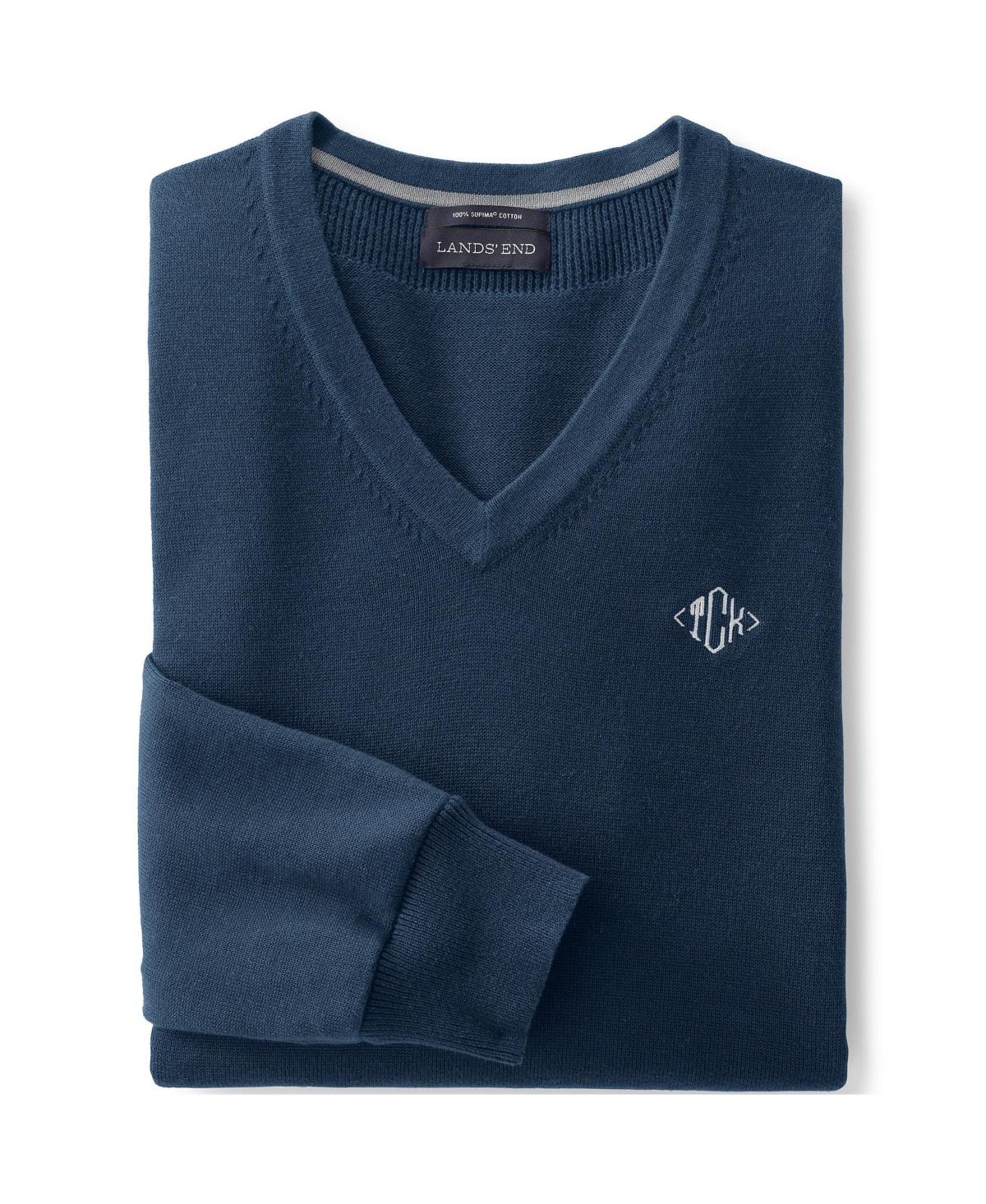 Lands' End Men's Classic Fit Fine Gauge Supima Cotton V-neck Sweater