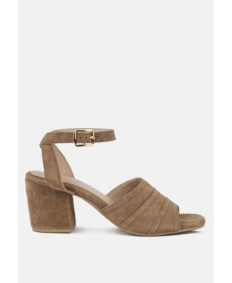 MON-BEAU Women Fine Suede Block Heeled Sandal