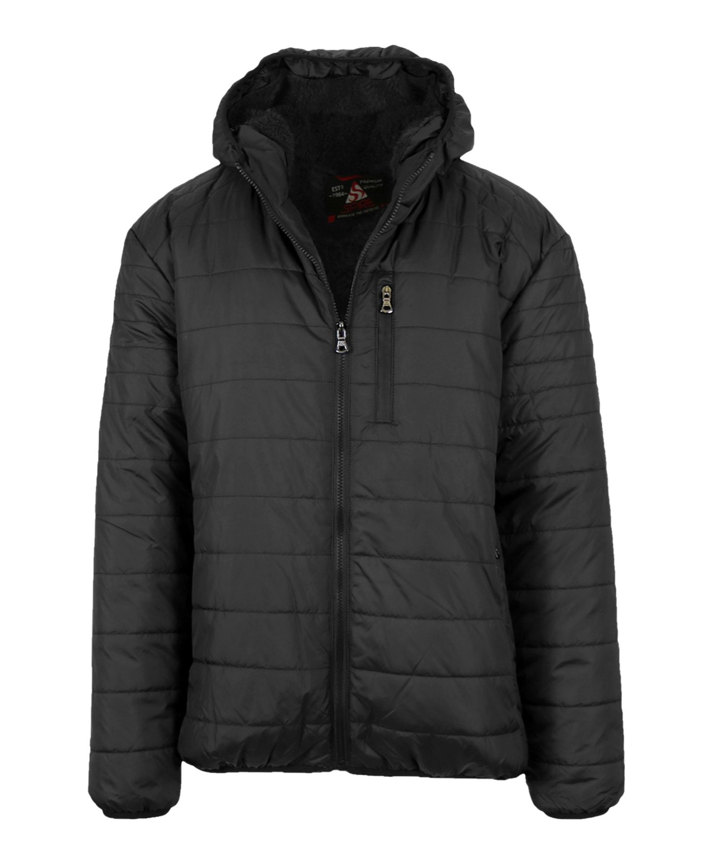 Мужская куртка Spire By Galaxy Sherpa Lined Hooded Puffer, цвет: Чёрный — фото 1