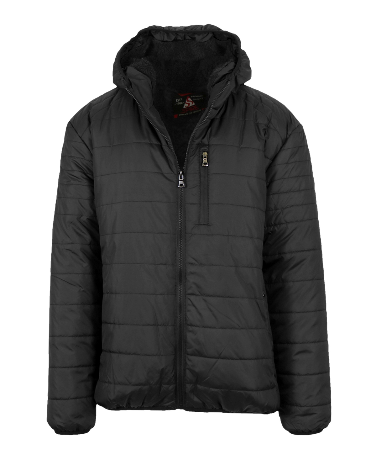 Spire By Galaxy Men's Sherpa Lined Hooded Puffer Jacket In Black
