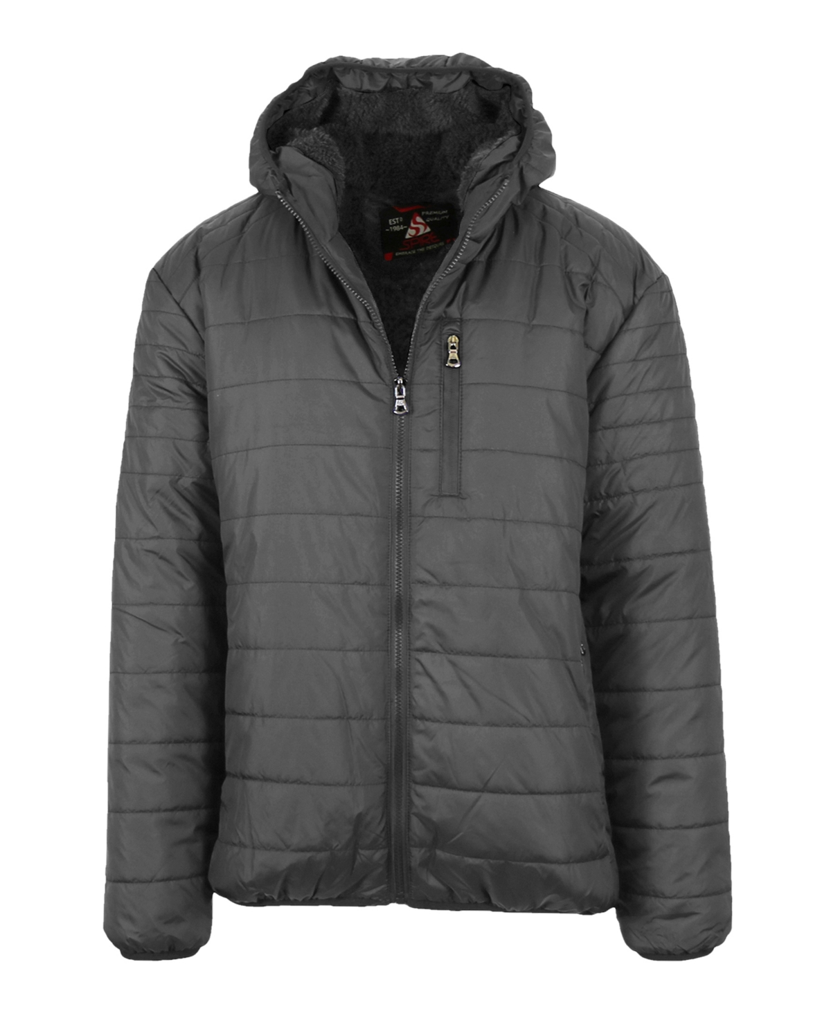 Spire By Galaxy Men's Sherpa Lined Hooded Puffer Jacket In Charcoal
