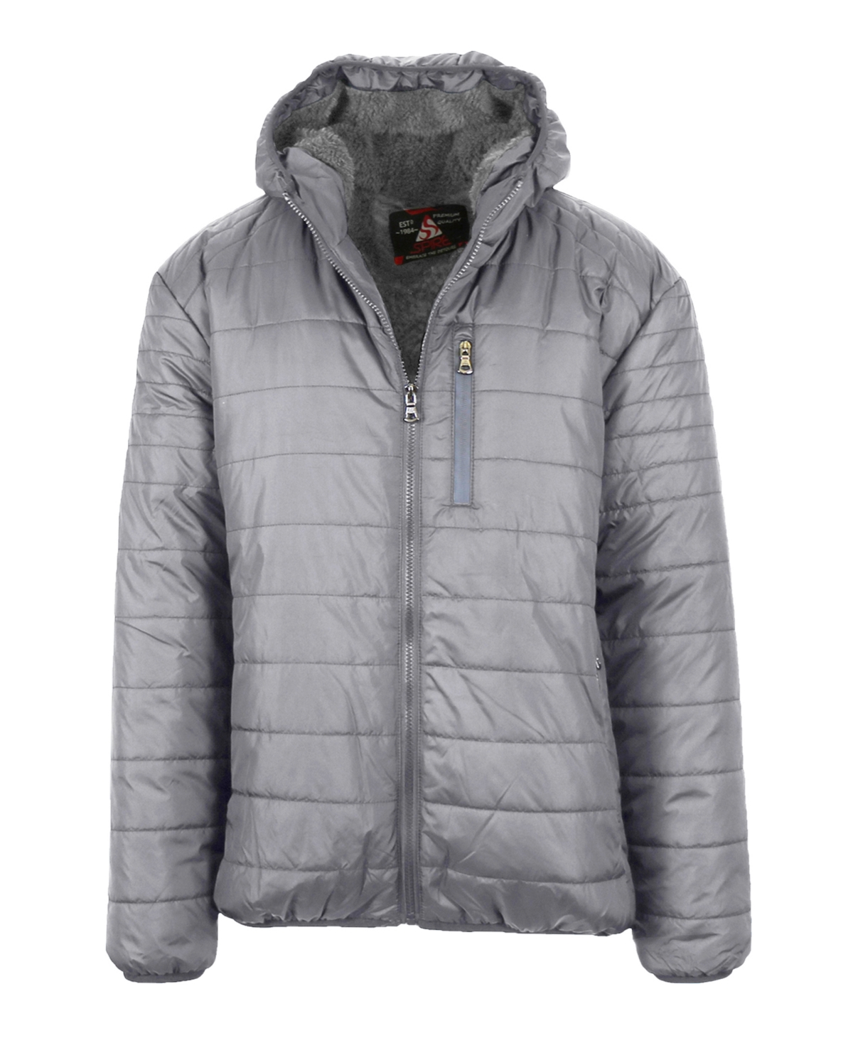 Spire By Galaxy Men's Sherpa Lined Hooded Puffer Jacket In Gray