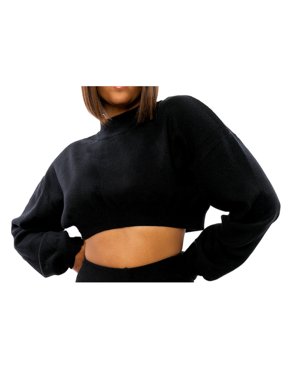 Women's Dai Moda Crop Sweater - Black