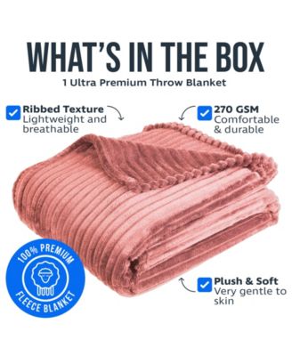 Cut Plush Lightweight Super Soft Luxury Bed Throw, 50" x 60"