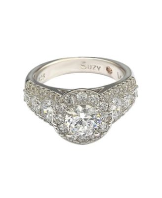Suzy Levian Bridal Sterling Silver Cubic Zirconia Center Stone Ring