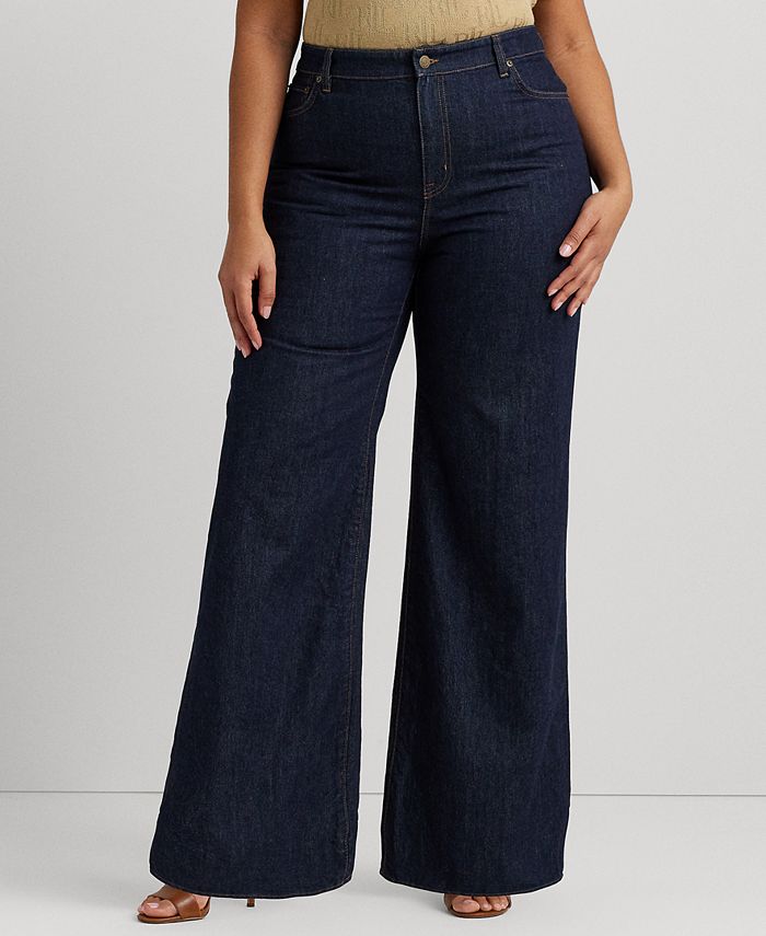 Lauren Ralph Lauren Plus Size Mid-Rise Wide-Leg Jeans - Macy's