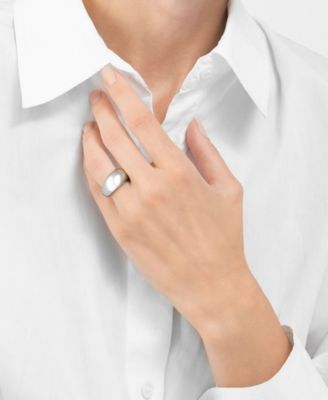 Silver-Tone Water-Resistant Tall Dome Ring