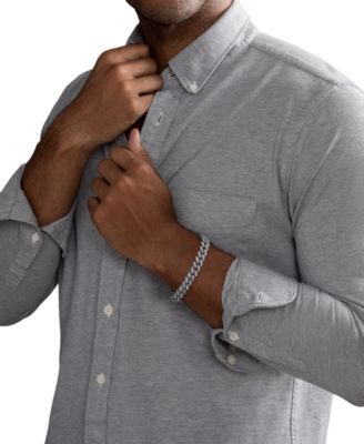 Men's Cubic Zirconia Curb Link Chain Bracelet in Sterling Silver