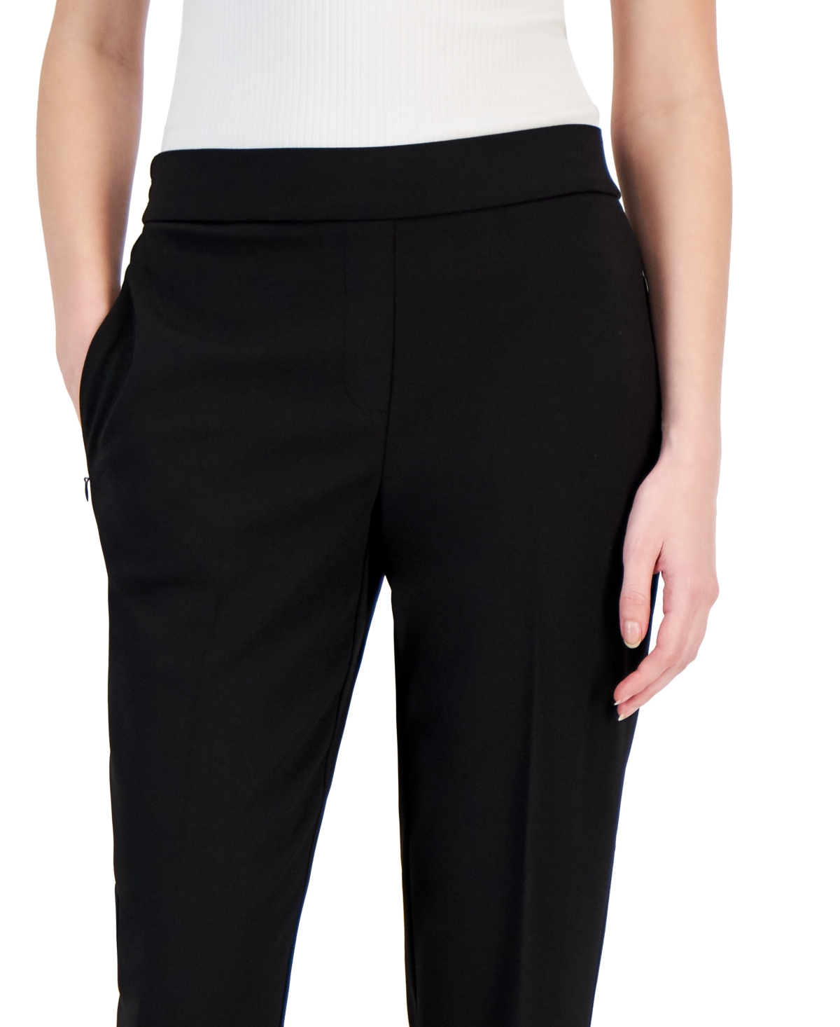 T Tahari Women's Pull-On Slim Crepe Ankle Pants