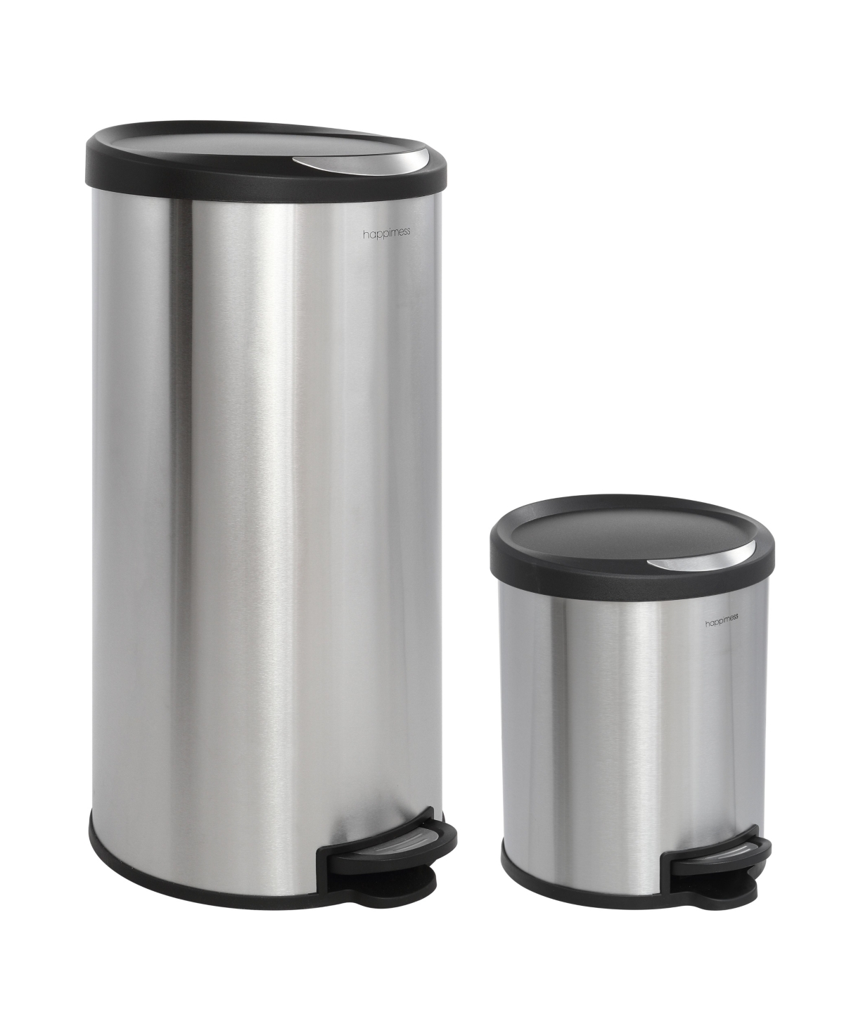 Oscar Round Step-Open Trash Can with Mini Trash Can - Stainless steel