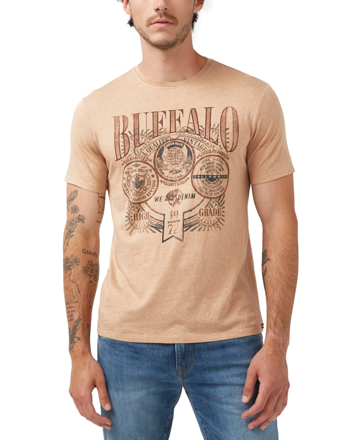 Buffalo David Bitton Men's Talles Logo Graphic T-shirt In Tannin