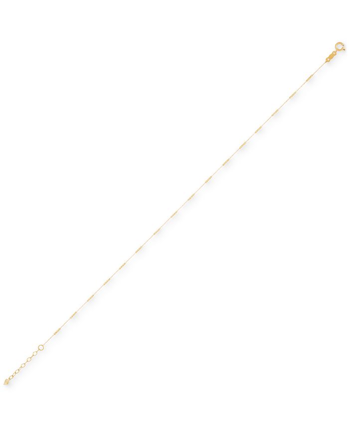 Macy's Textured Cylindrical Bead Ankle Bracelet in 14k Gold Macy's
