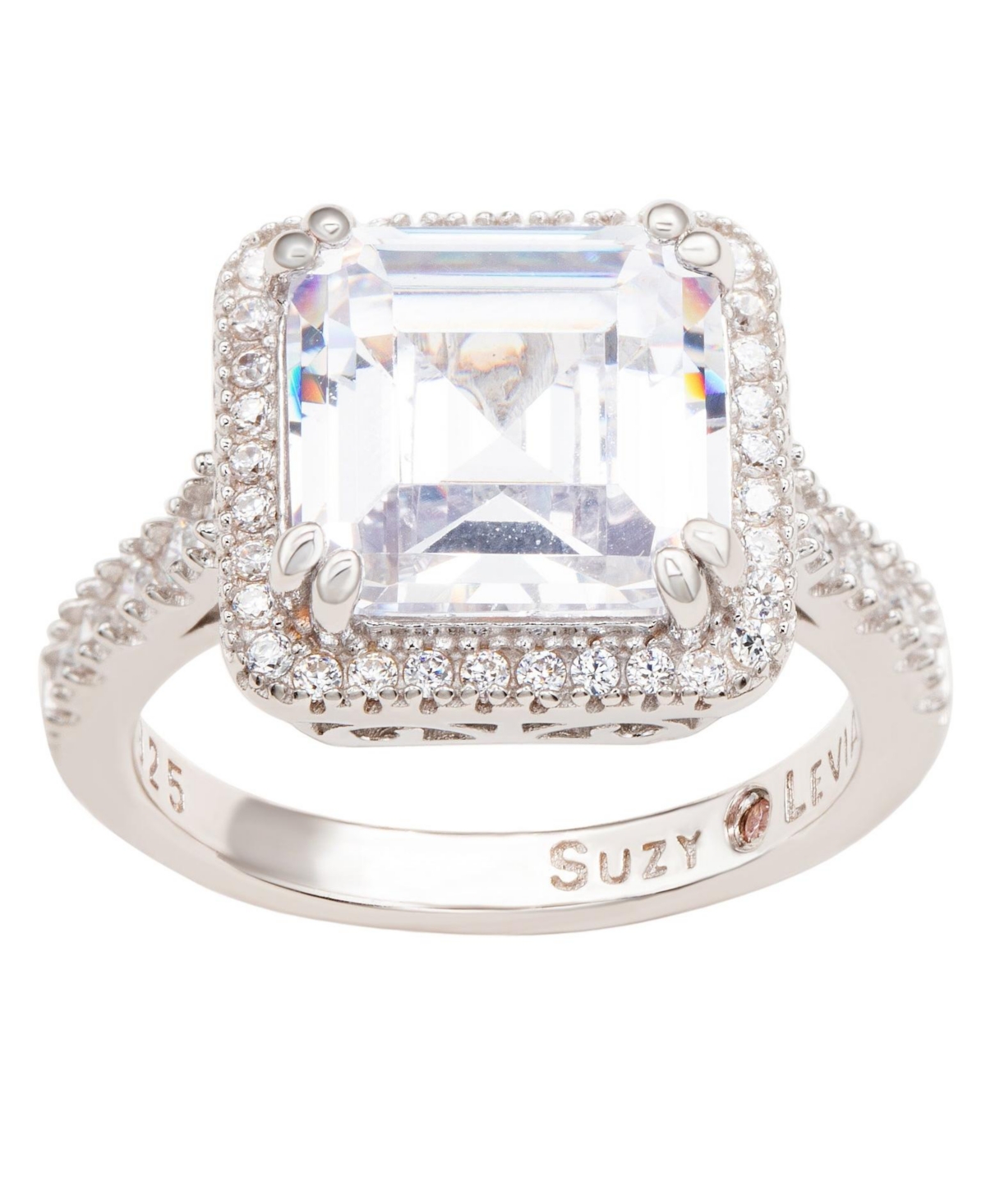 Suzy Levian New York Suzy Levian SterlingWhite Assher Cubic Zirconia Center Stone Ring - Silver