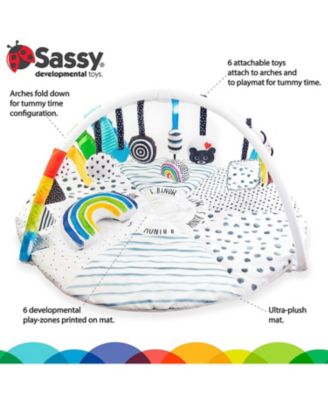 Sassy STEM Developmental Sensory Tummy Time Activity Baby Play Mat, Ultra Plush