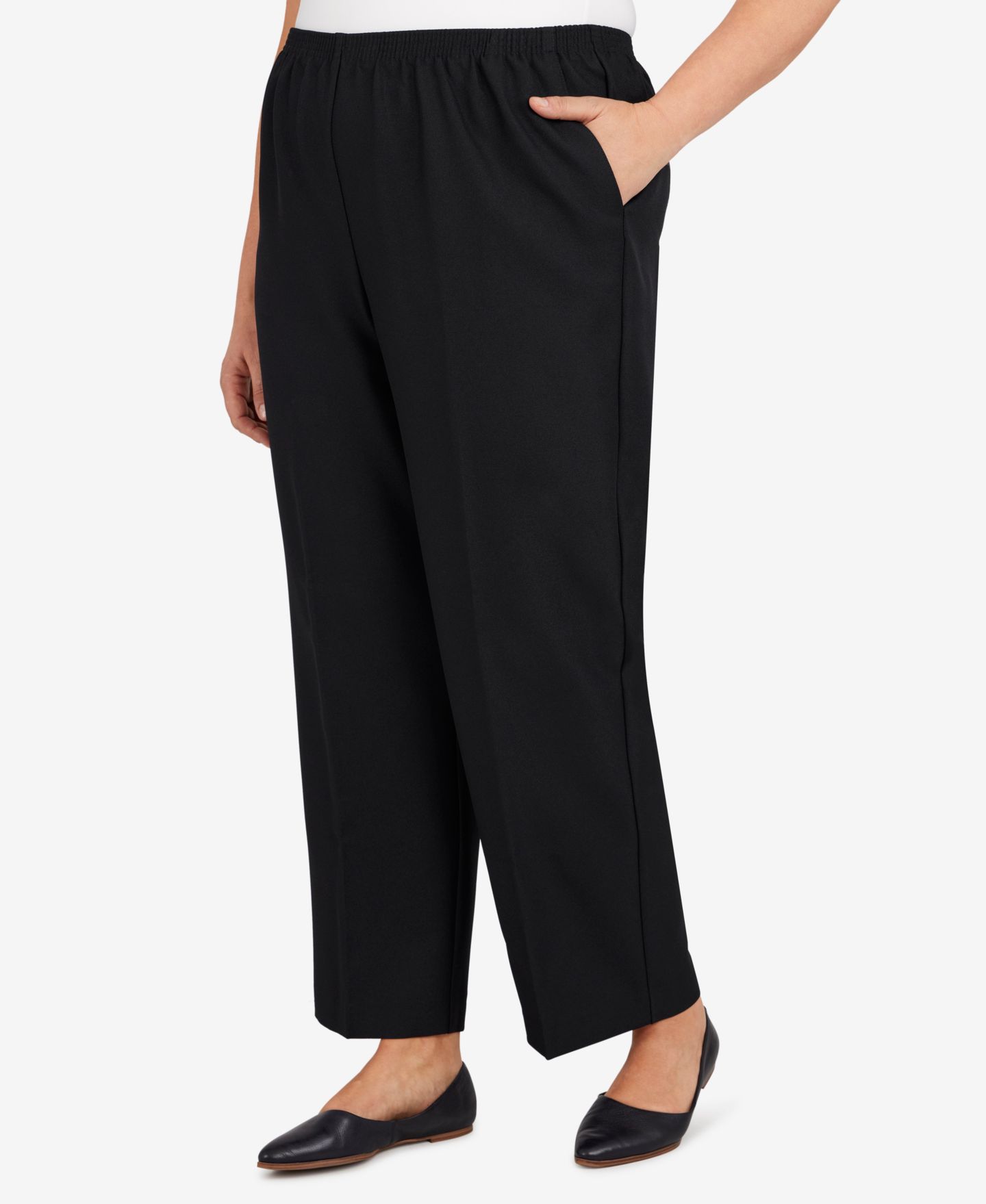 Женские брюки Alfred Dunner Plus Size Classic Pull-On Straight-Leg Average Length, цвет: Чёрный — фото 4