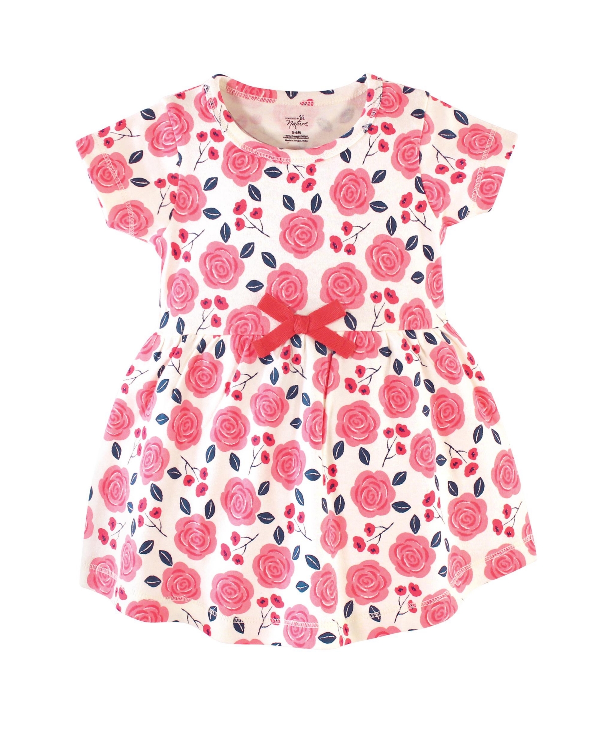Touched by Nature Toddler Girls Organic Cotton Short-Sleeve Dresses 2pk,- Coral rose