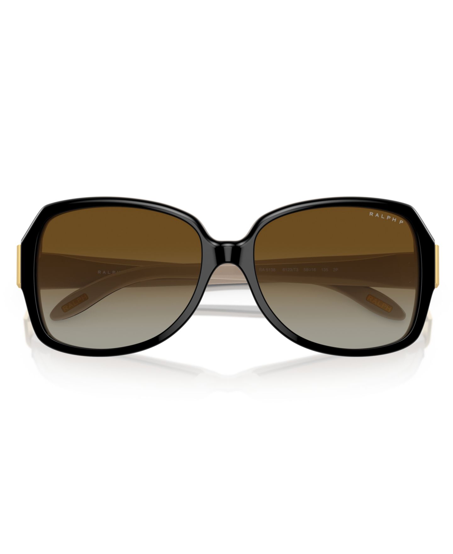 Женские солнцезащитные очки Ralph by Ralph Lauren Polarized Sunglasses, Gradient Polar RA5138, цвет: Блестящий чёрный телесный — фото 5
