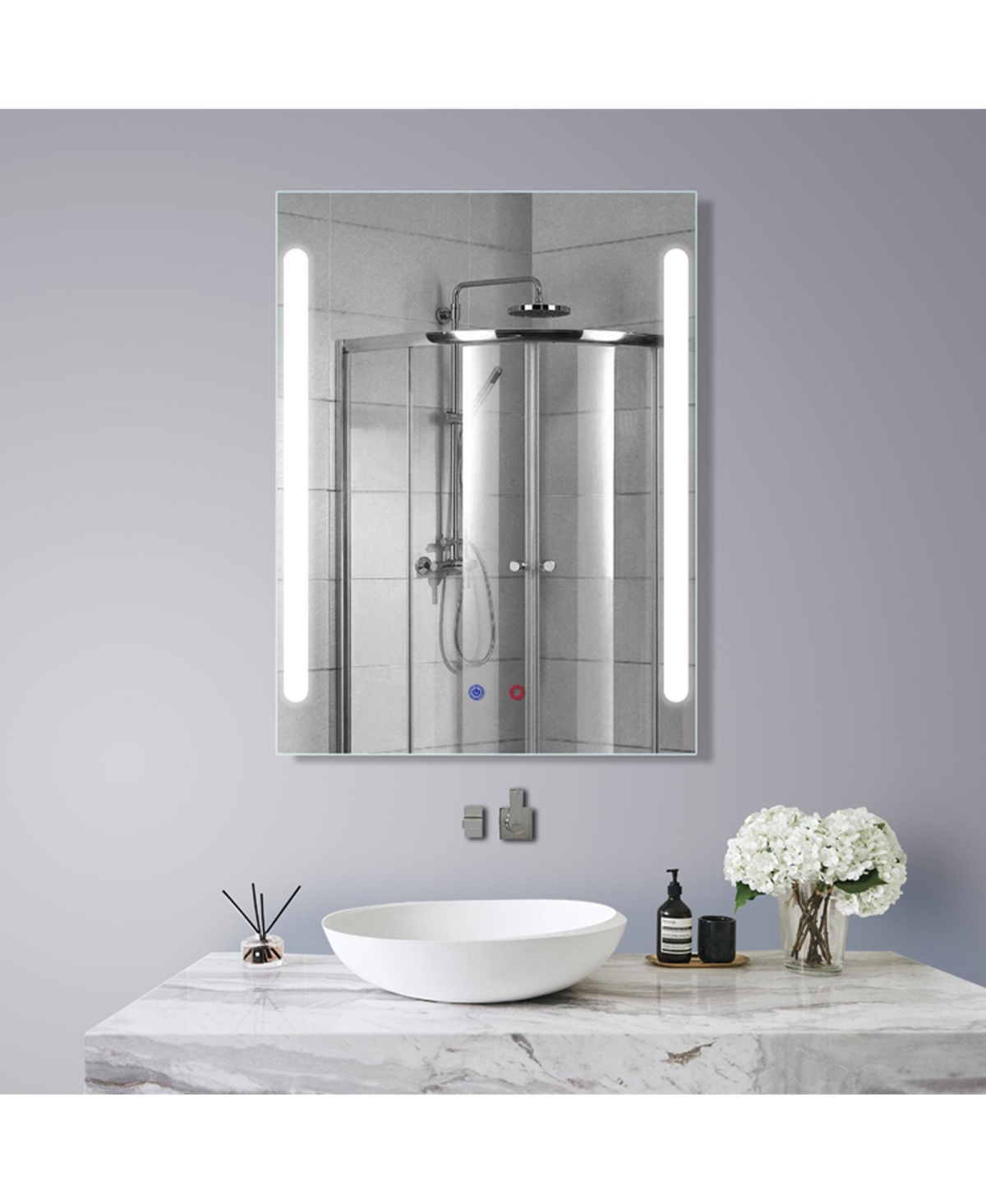 24"x32" Smart Bathroom Mirror with Dimmable Led Anti Fog Vanity - Open White