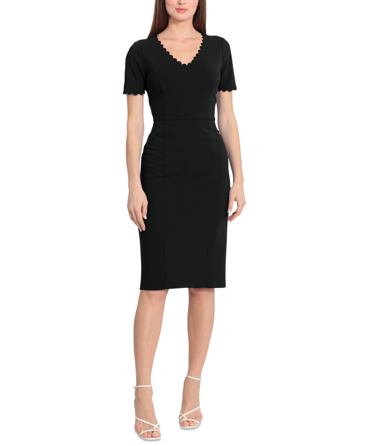 Women's Short-Sleeve Sheath Dress - Black