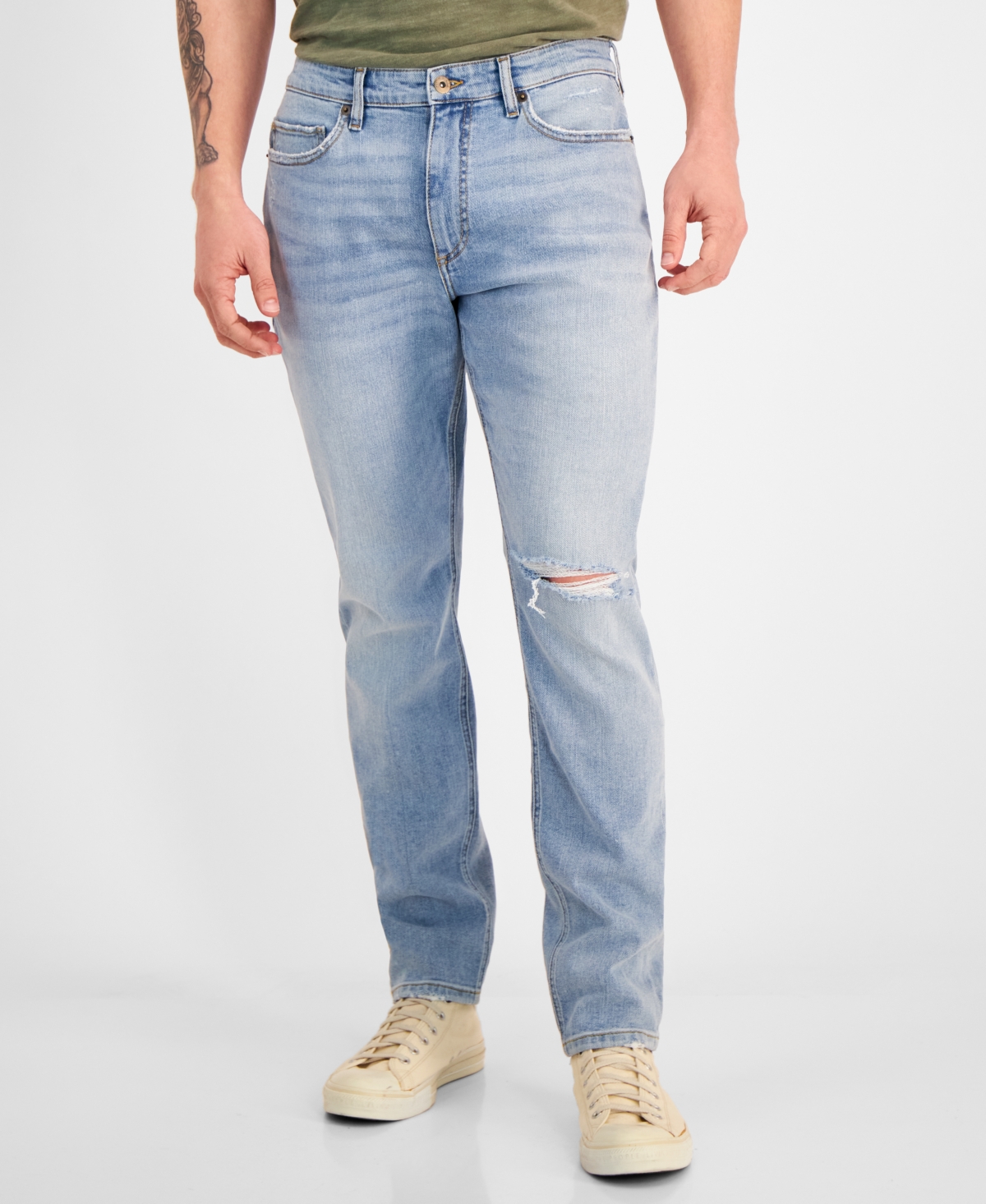 Sun + Stone Men's Horizon Athletic Slim Fit Ripped Jeans, Created For Macy's