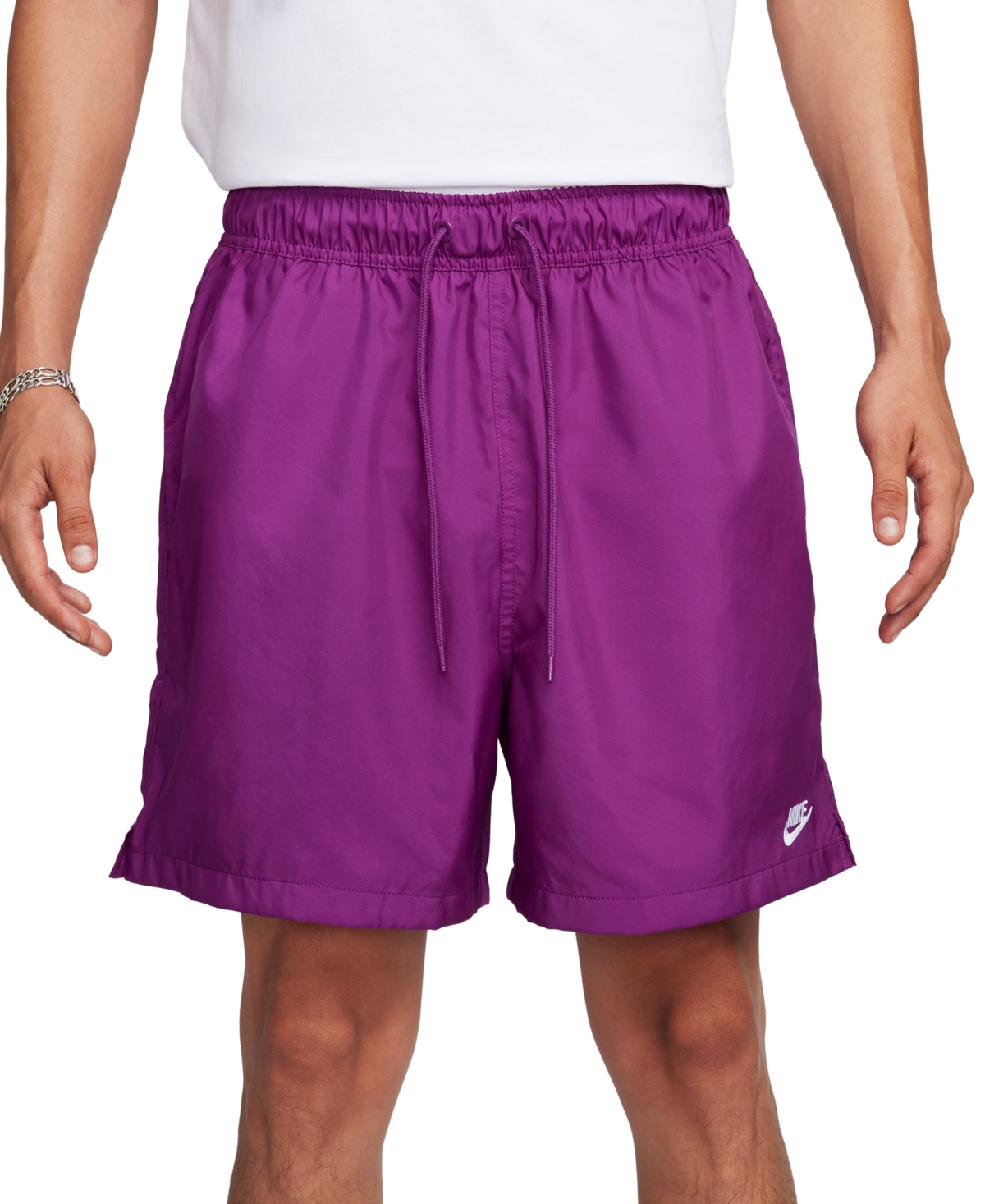 Shop Nike Men's Club Flow Relaxed-fit 6" Drawstring Shorts In Viotech,(white)