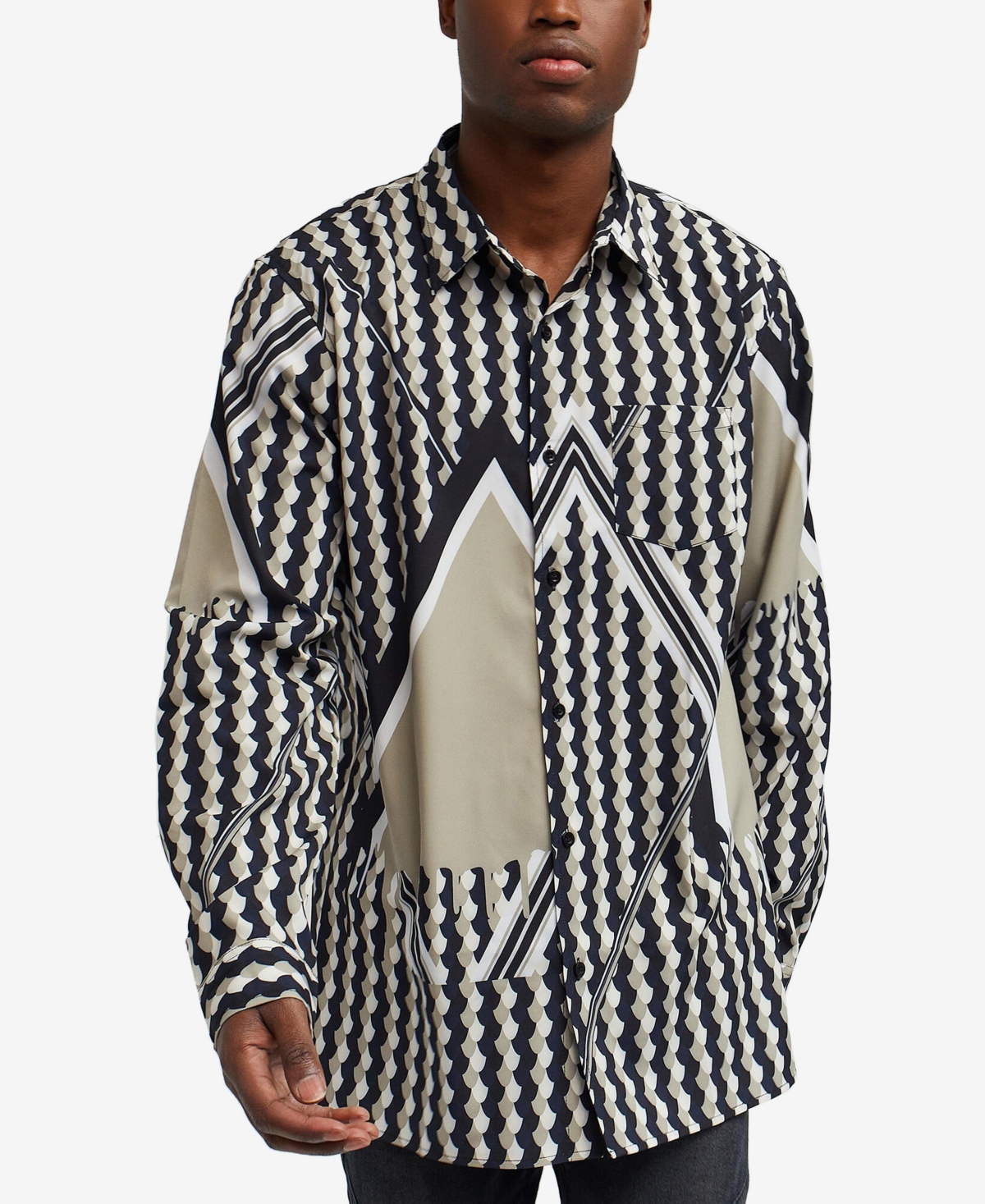 Men's Geo Print Long Sleeves Woven Shirt - Multi